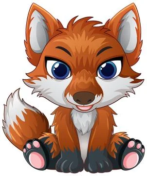 Cute Cartoon Red Fox Sitting Vector Illustration on White Background Stock Illustration