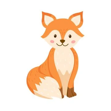 Cute cartoon red fox vector illustration Stock Illustration