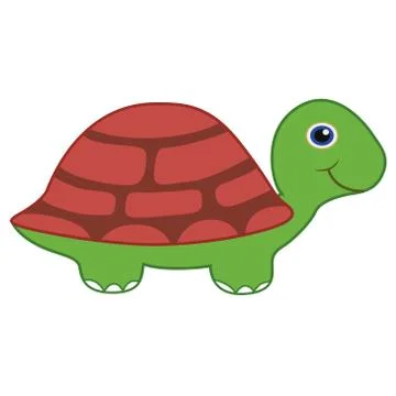 Cute Cartoon Red Turtle Vector on Isolated White Background Stock Illustration