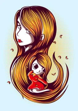 Cute cartoon redhead Stock Illustration