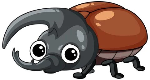 Cute Cartoon Rhinoceros Beetle Vector Illustration Isolated on White Backgrou Stock Illustration
