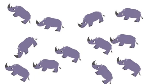 Cute Cartoon Rhinoceros Pattern Background for Children Design and Textiles Video stock 345539211