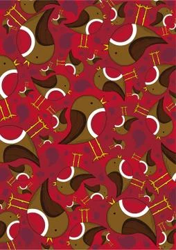 Cute Cartoon Robin Pattern Stockillustratie