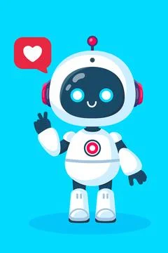 Cute cartoon robot. Artificial Intelligence. Robot assistant. Stock Illustration
