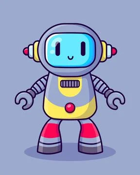 Cute cartoon robot. Artificial Intelligence. Robot assistant. Vector illust.. 스톡 일러스트
