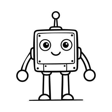 Cute Cartoon Robot Character Standing on Minimalist Illustrazione stock