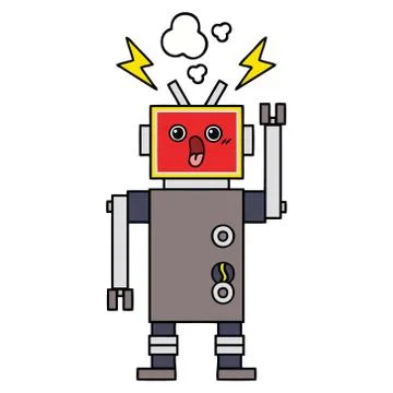 Cute cartoon robot malfunction Stock Illustration