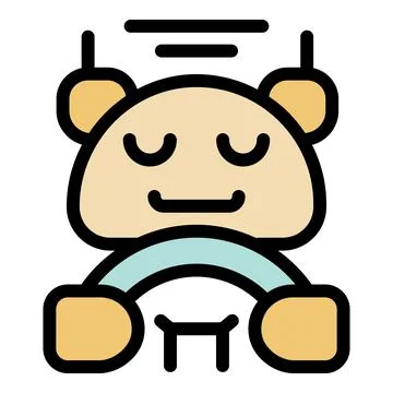 Cute cartoon robot sleeping while driving futuristic car Stock Illustration