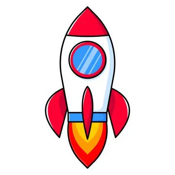 Cute cartoon rocket illustration. Vector color image Stock Illustration