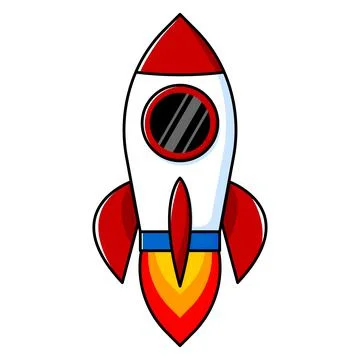Cute cartoon rocket illustration. Vector color image. Illustrazione stock