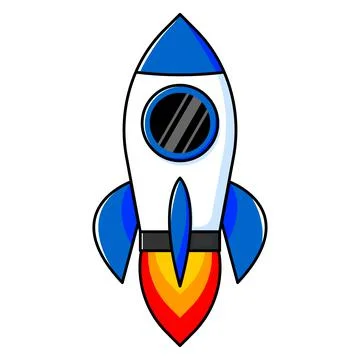 Cute cartoon rocket illustration. Vector color image. Illustrazione stock