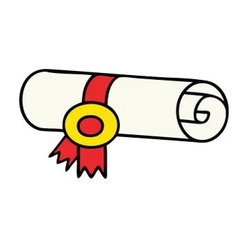 Cute cartoon rolled certificate Stock Illustration