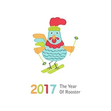 Cute cartoon rooster Stock Illustration