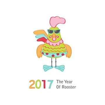 Cute cartoon rooster Stock Illustration