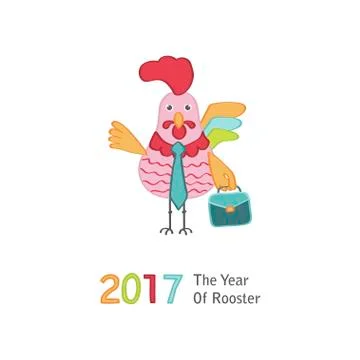 Cute cartoon rooster Stock Illustration