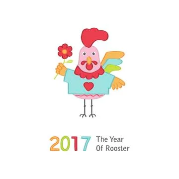 Cute cartoon rooster Stock Illustration