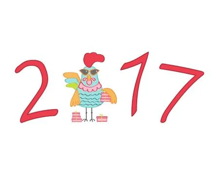 Cute cartoon rooster Stock Illustration