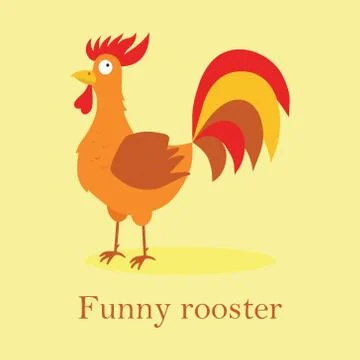 Cute cartoon rooster, vector, bird, illustrations, animal, illustration. Stock Illustration