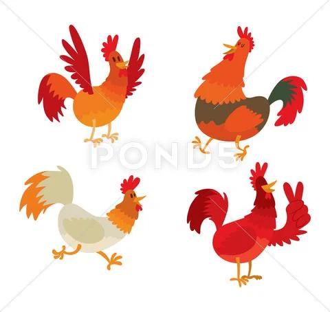 Cute cartoon rooster vector illustration Stock Illustration