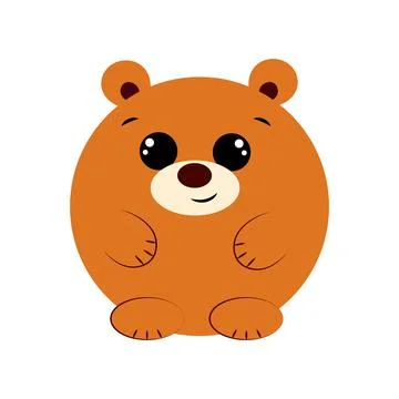 Cute cartoon round Bear. Draw illustration in color Illustrazione stock