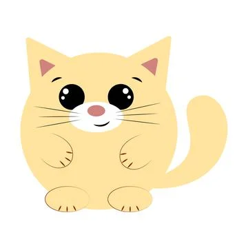 Cute cartoon round Cat. Draw illustration in color Illustrazione stock