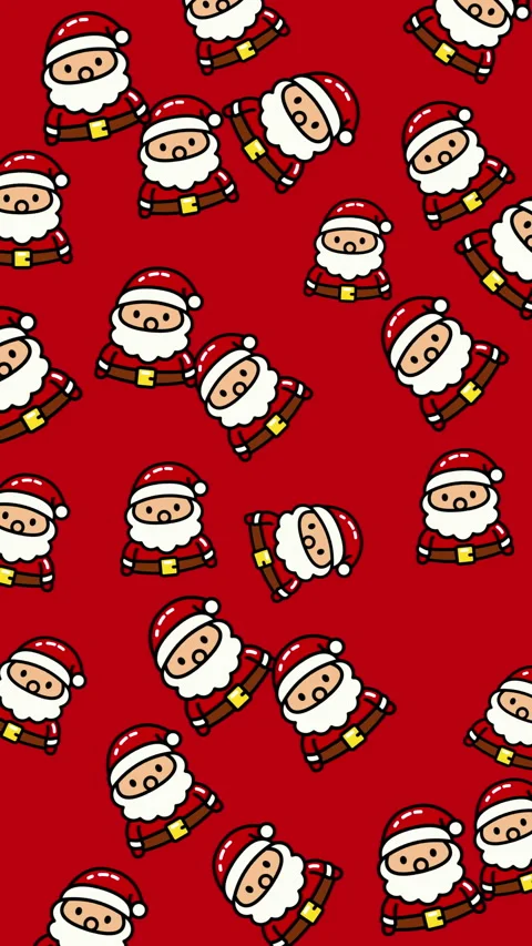 Cute Cartoon Santa Claus Pattern on Red Background. Stock Footage 325011409