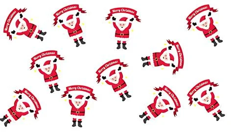 Cute cartoon Santa Claus pattern holding Merry Christmas banners on white b.. Stock Illustration