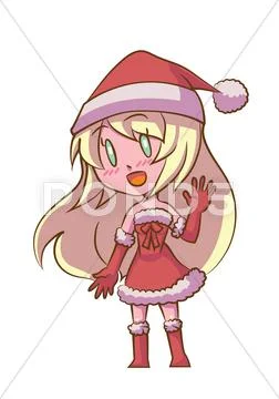 Cute cartoon santa girl Stock Illustration