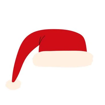 Cute cartoon Santa hat with soft details set. Classic Xmas cap for holiday icons Stock Illustration