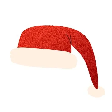 Cute cartoon Santa hat with soft details and halftone set. Classic Xmas cap for Stock Illustration