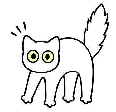 Cute cartoon scared white cat Stock Illustration