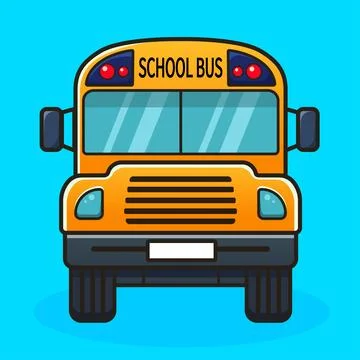 Cute cartoon school bus. Vector illustration. Illustrazione stock