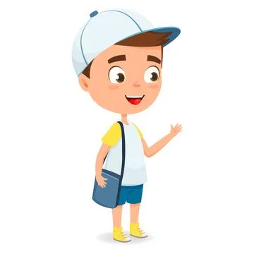 Cute cartoon schoolboy with backpack Stock Illustration