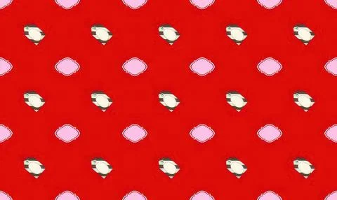 Cute cartoon sheep pattern on red background Stock Illustration