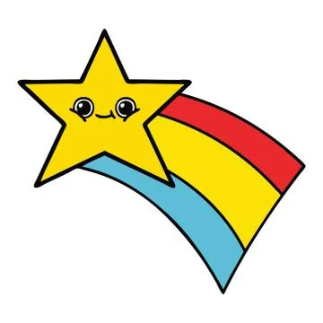 Cute cartoon shooting rainbow star Stock Illustration