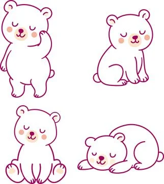 Cute cartoon sleeping bears. Set of Baby Teddy Bear Stock Illustration