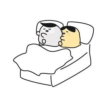 Cute cartoon Sleeping in bed. Stock Illustration