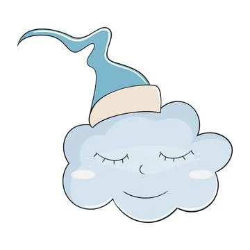 Cute cartoon sleeping cloud. Stock vector illustration. Stock Illustration