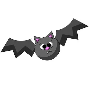 Cute cartoon small Bat. Draw illustration in color Stock Illustration