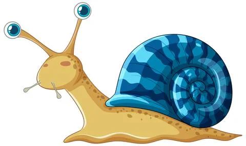 Cute Cartoon Snail with Blue Shell Stock Illustration