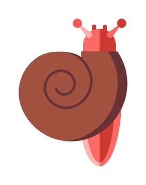 Cute cartoon snail slow shell garden slimy and spiral wildlife mollusk vector 스톡 일러스트