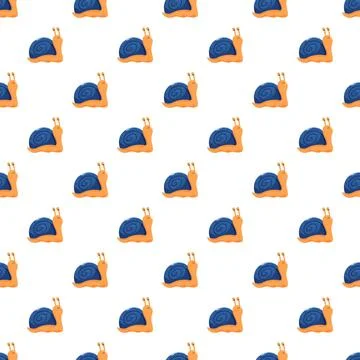 Cute cartoon snails repeating seamless pattern background Illustrazione stock