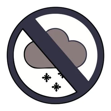 Cute cartoon snow cloud warning sign Stock Illustration