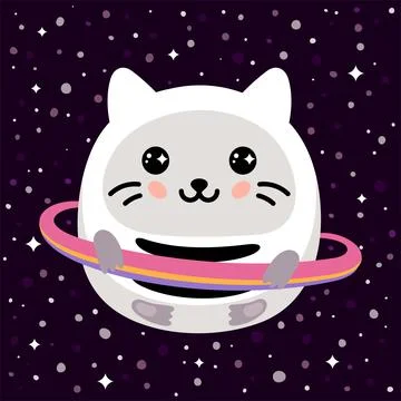Cute cartoon space cat vector illustration Stock-Illustration