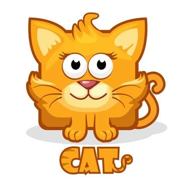 Cute cartoon square cat Stock Illustration