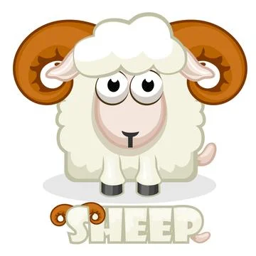 Cute cartoon square Sheep Stock Illustration