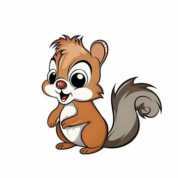 Cute Cartoon Squirrel Illustration Vector Stock Illustration