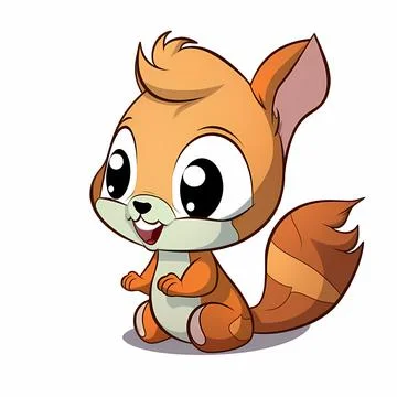 Cute Cartoon Squirrel Illustration Vector Stock Illustration