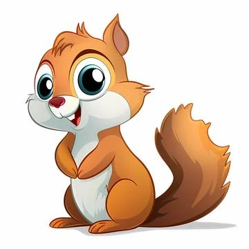 Cute Cartoon Squirrel Illustration Vector Stock Illustration