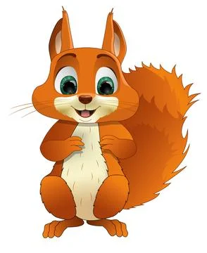 Cute cartoon squirrel, red orange colorful smiling stay squirrel. isolated il Stock Illustration